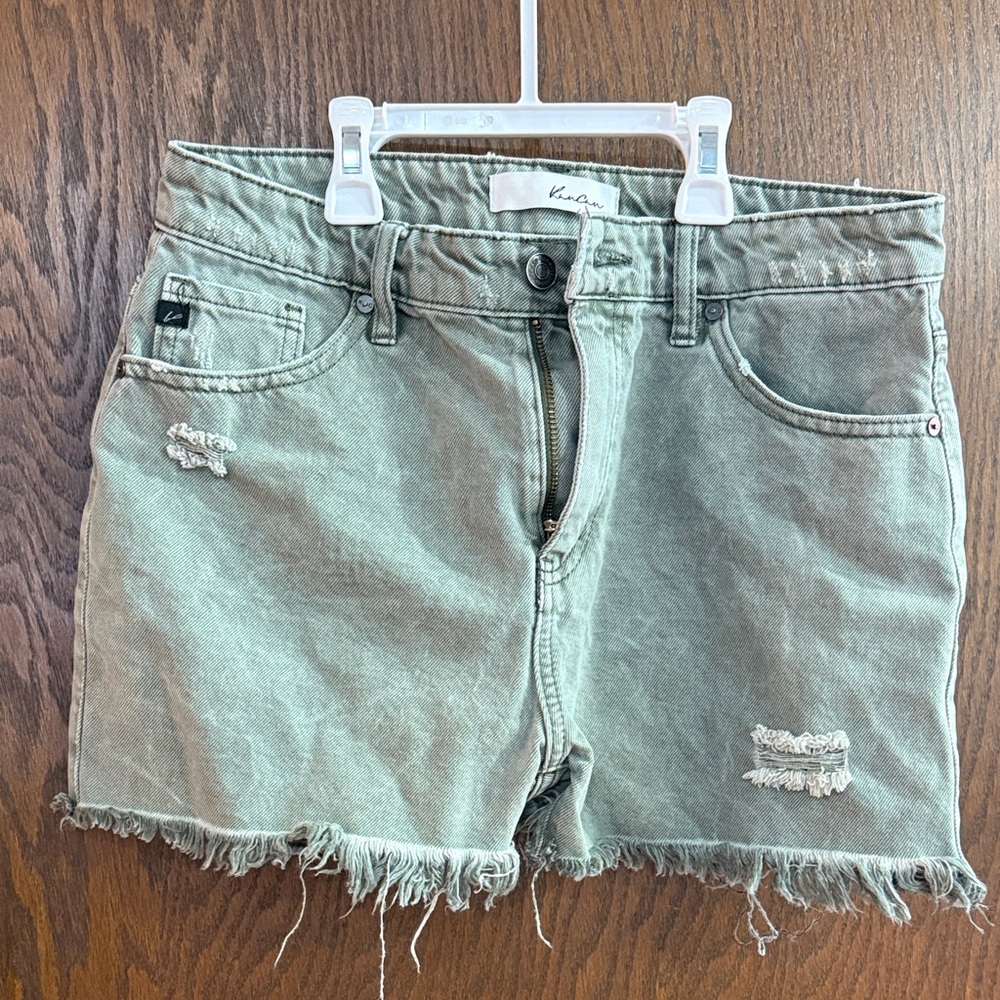Kancan Olive Distressed Jean Shorts